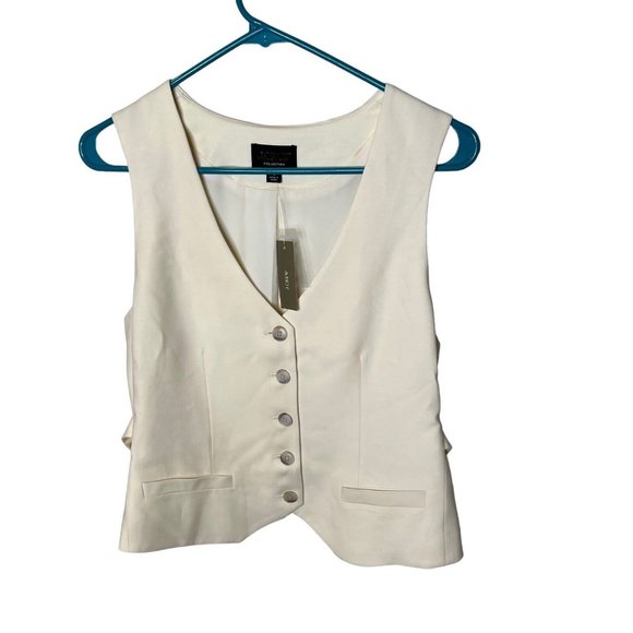 J.Crew $188 Slim Fit Vest in Drapey Twill Ivory Size 6 BR253 - Picture 3 of 6